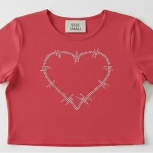 Heart Design Kids Crop Top - Red